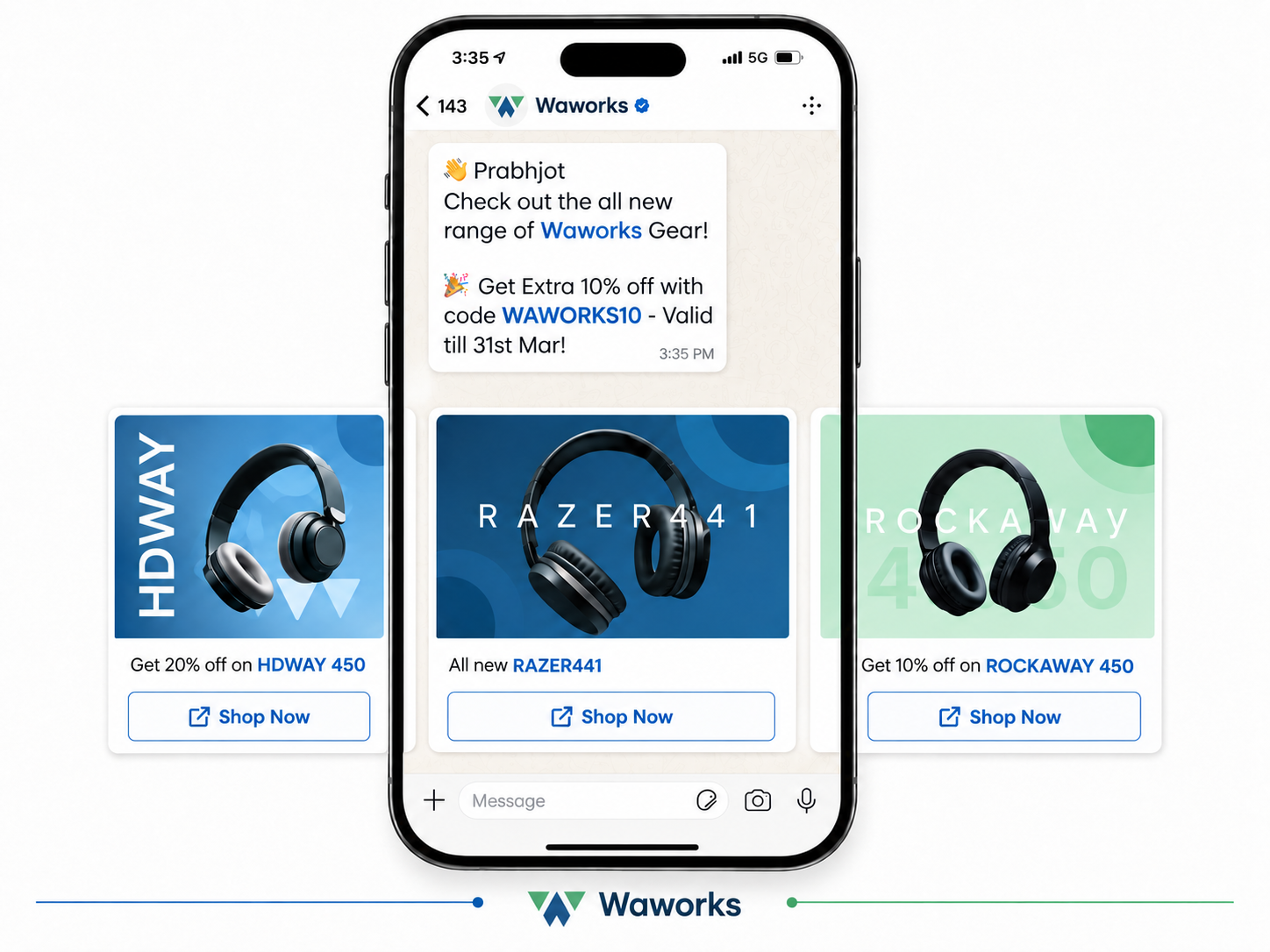 Waworks WhatsApp Campaigns — personalized product broadcasts